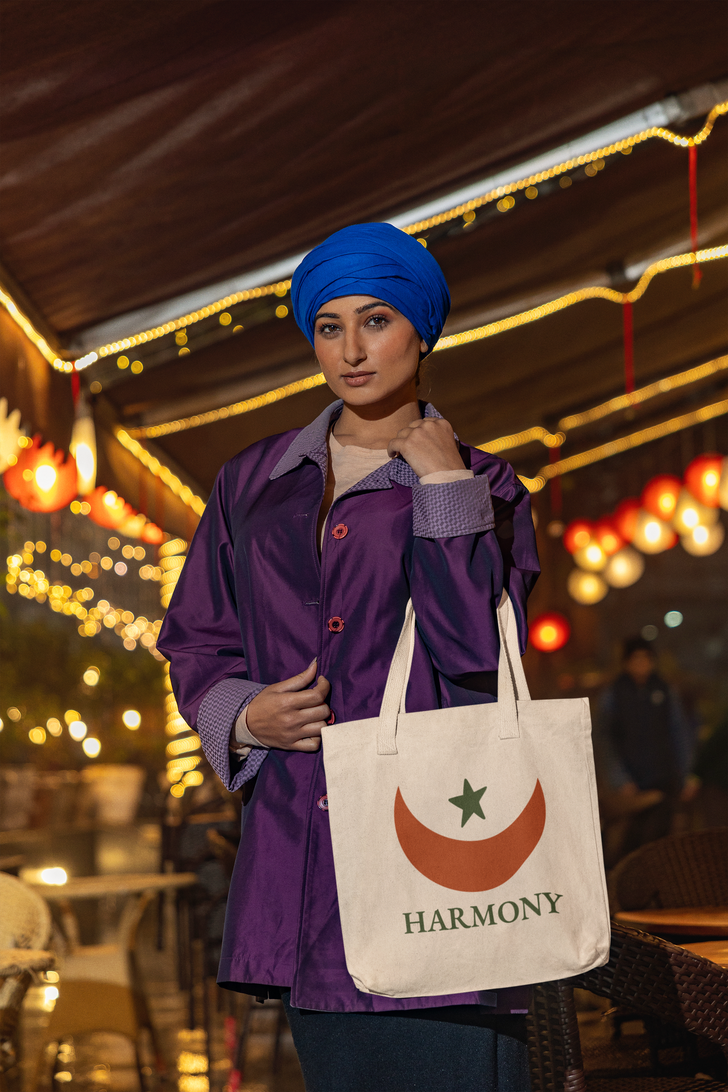 HARMONY Adinkra Tote Bag – Organic Cotton, Eco-Friendly African Symbol Bag, Sustainable Gift by Kinky Nomad