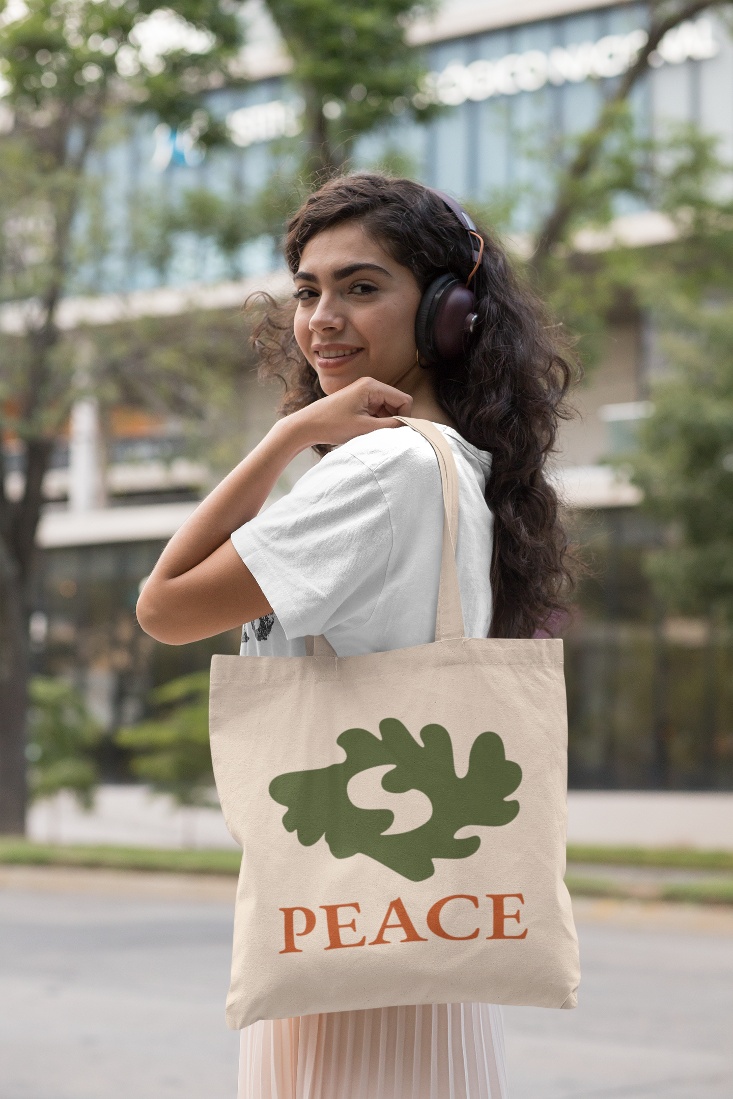 PEACE Adinkra Organic Cotton Tote Bag | Eco-Friendly African Symbol Tote by Kinky Nomad