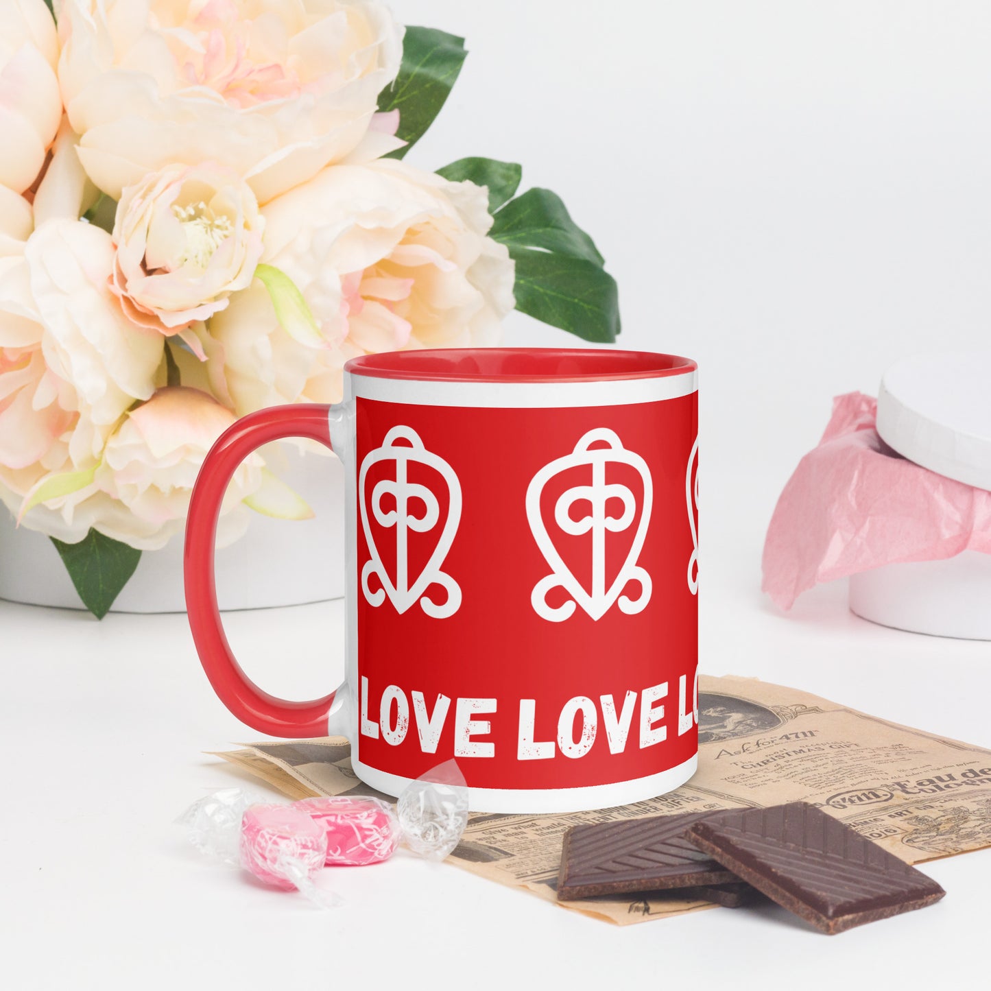 Adinkra Symbol Mug – Africa-Inspired Ceramic Coffee Cup (11oz) Abundance • Harmony • Hope • Love • Peace • Unity